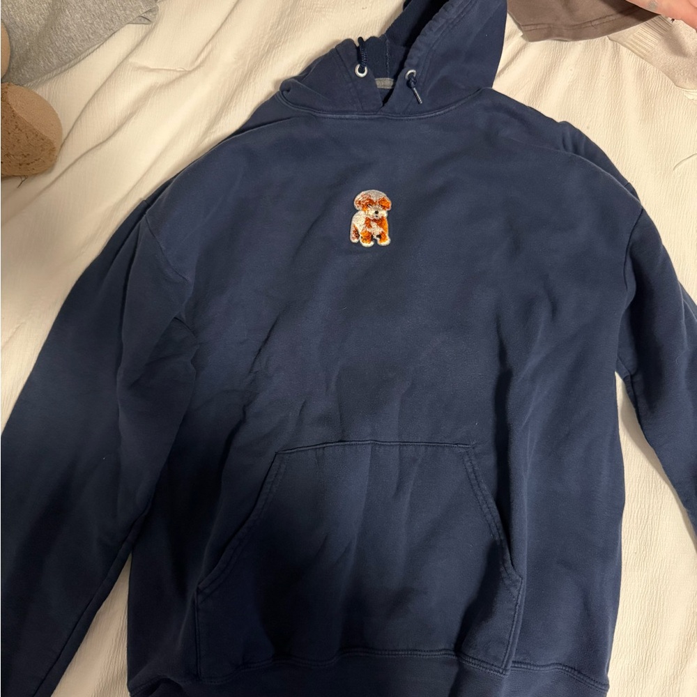 Custom made Navy Blue Hoodie with puppy Patch